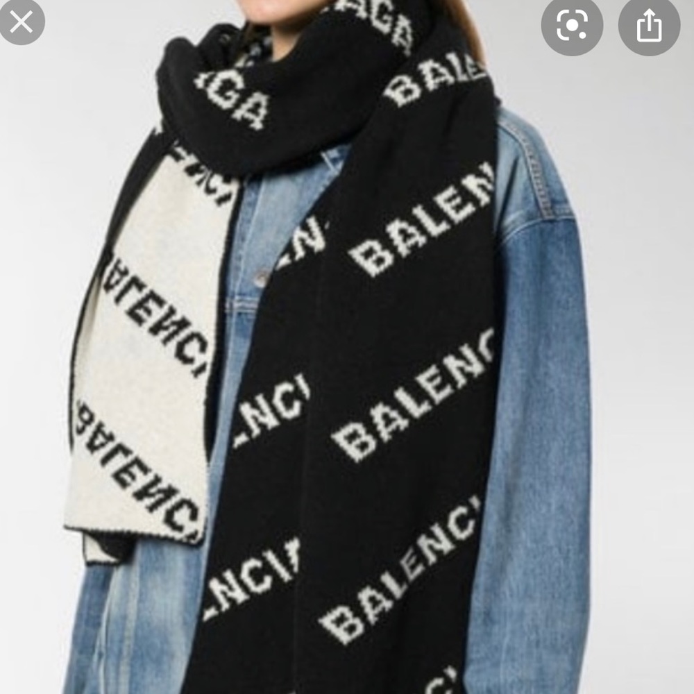 Balenciaga Logo Wool Scarf Blend